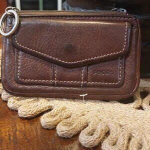 Leather Brown Fossil key chain wallet